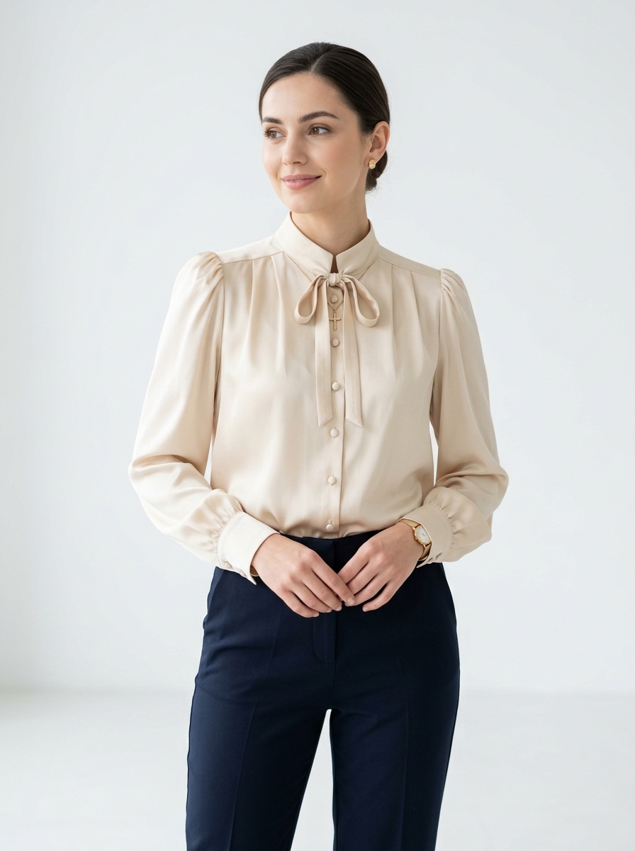Camisa Social Feminina Seda & Laço